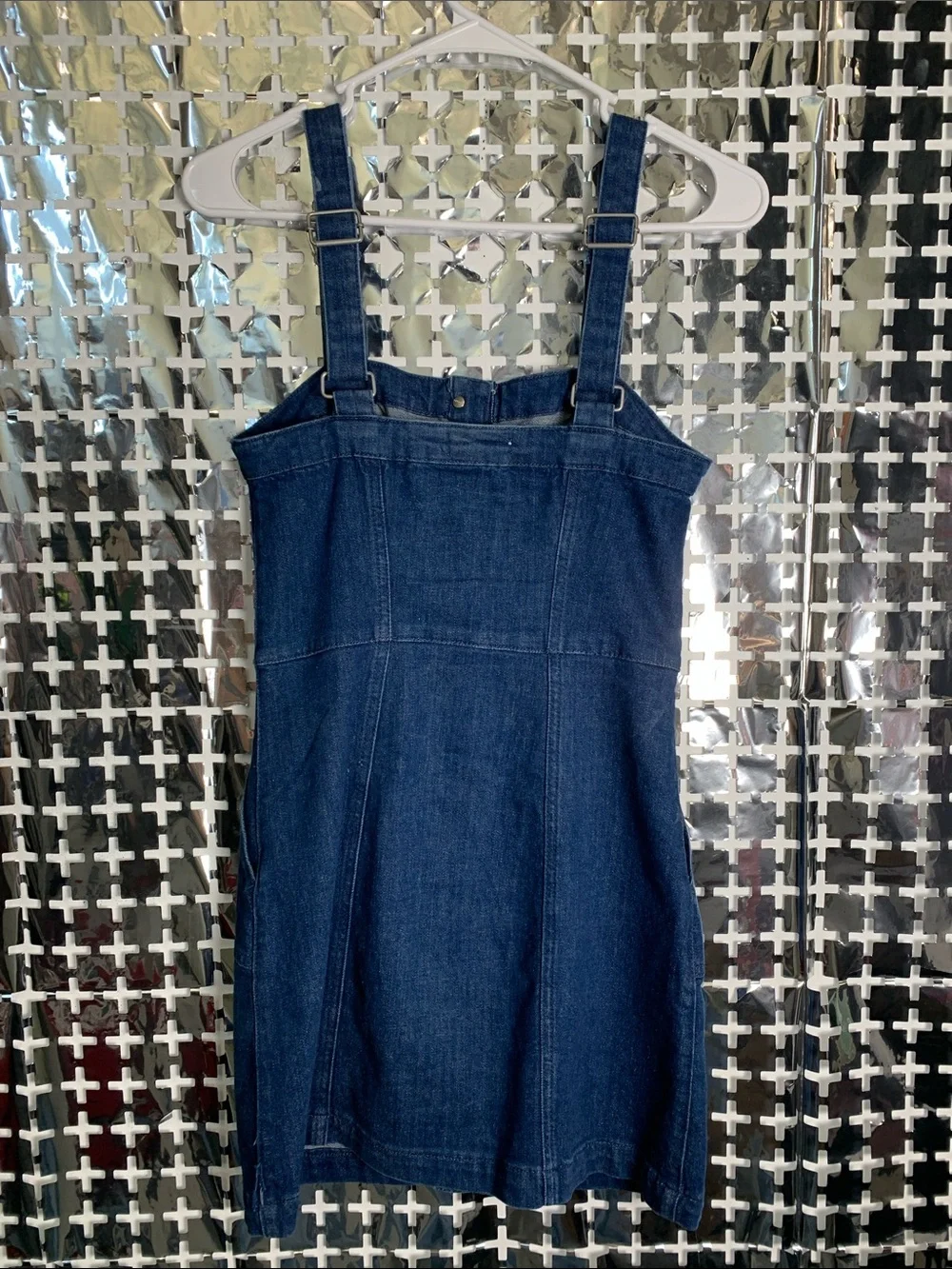 Garage Navy Blue Button-Down Denim Mini Dress